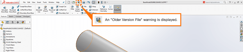 An 'Older Version File' warning is displayed.